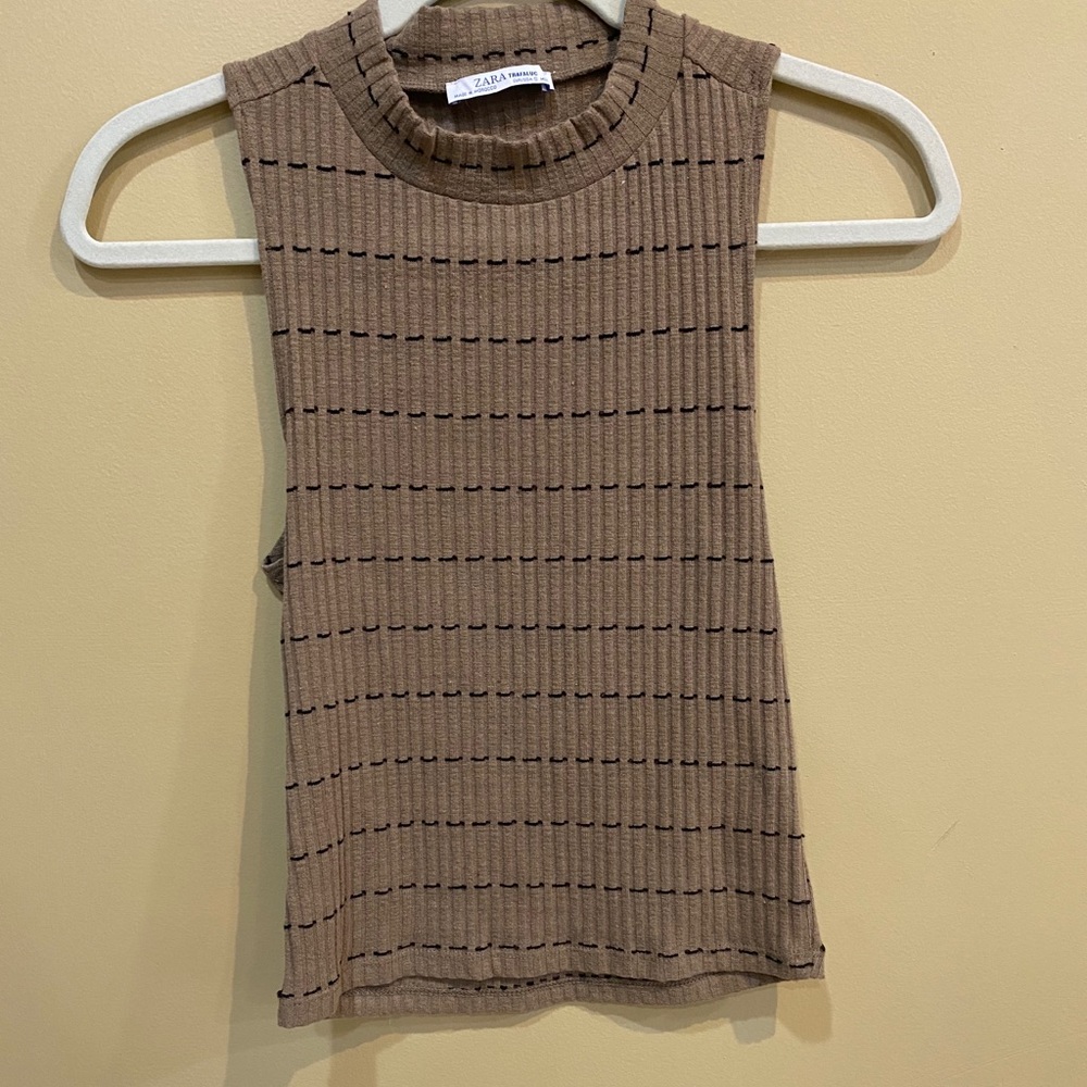 Zara Trafaluc Tan High Neck Tank Top